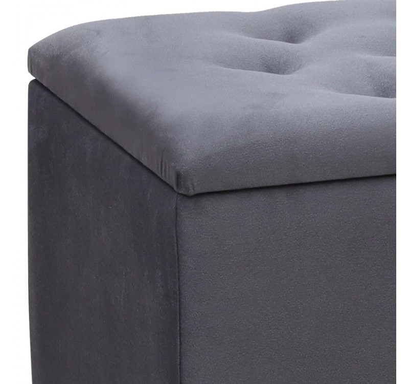 Σκαμπώ - Ταμπουρέ Lotus Megapap βελούδινο χρώμα ανθρακί 90x40x50εκ.