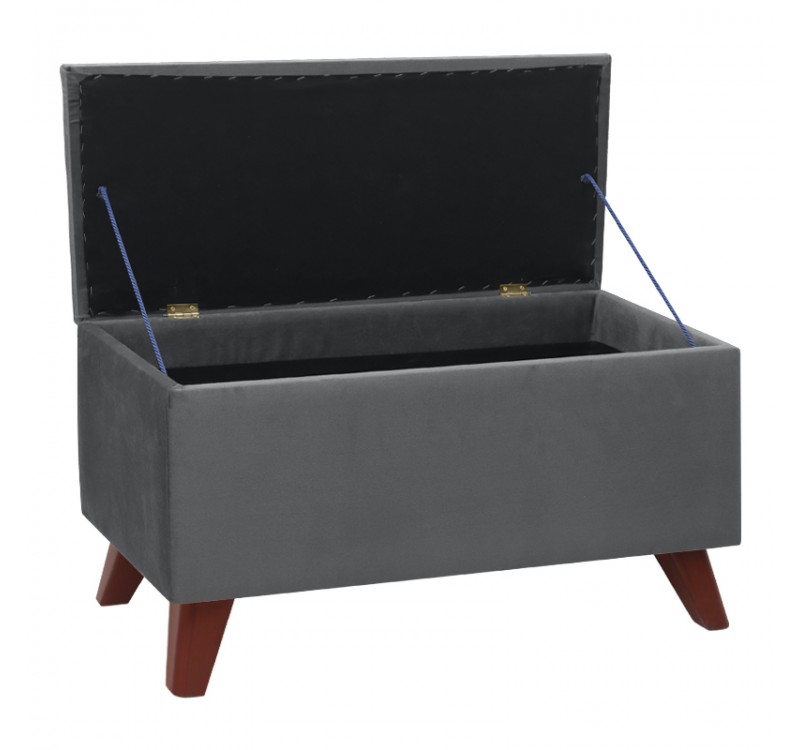 Σκαμπώ - Ταμπουρέ Lotus Megapap βελούδινο χρώμα γκρι 90x40x50εκ.