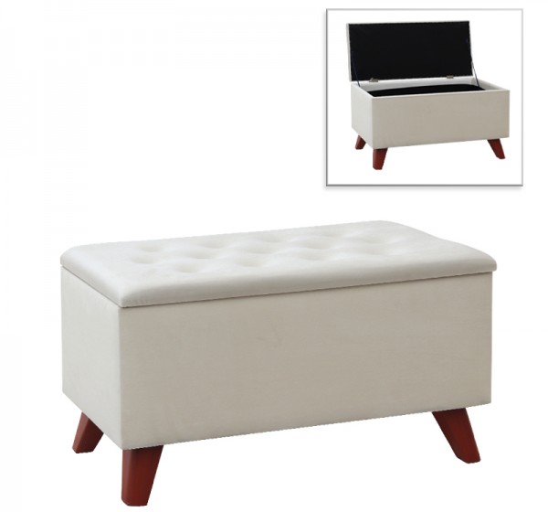 Σκαμπώ - Ταμπουρέ Lotus Megapap βελούδινο χρώμα κρεμ 90x40x50εκ.