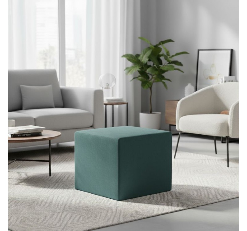 Σκαμπώ April Megapap βελούδινο χρώμα κυπαρισσί 40x40x40εκ.