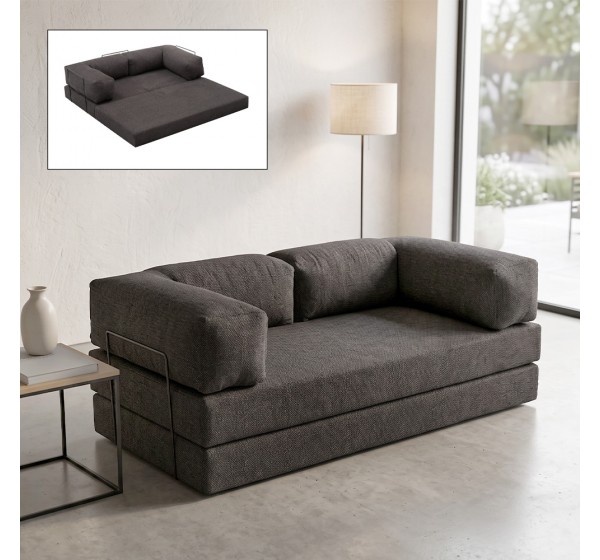 Καναπές - κρεβάτι Comfort Megapap τριθέσιος υφασμάτινος χρώμα ανθρακί 190x95x75εκ.