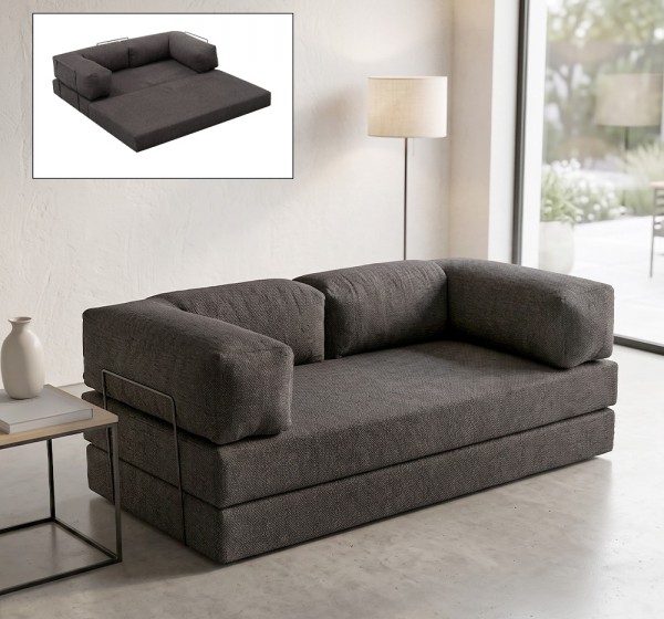 Καναπές - κρεβάτι Comfort Megapap τριθέσιος υφασμάτινος χρώμα ανθρακί 190x95x75εκ.