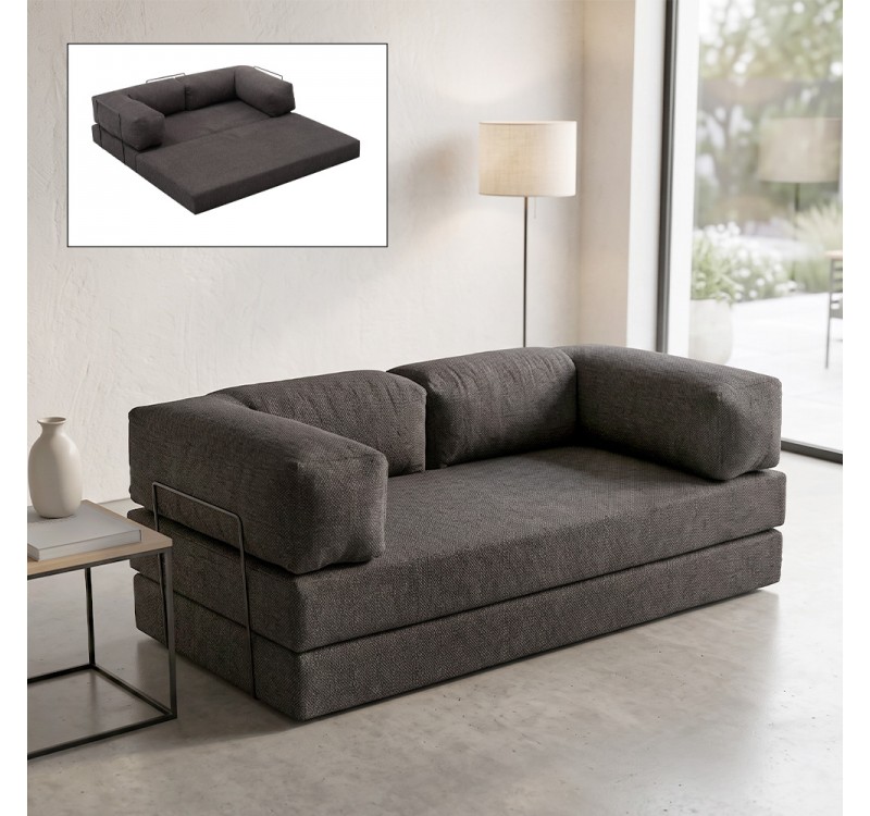 Καναπές - κρεβάτι Comfort Megapap τριθέσιος υφασμάτινος χρώμα ανθρακί 190x95x75εκ.
