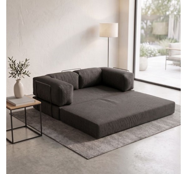 Καναπές - κρεβάτι Comfort Megapap τριθέσιος υφασμάτινος χρώμα ανθρακί 190x95x75εκ.
