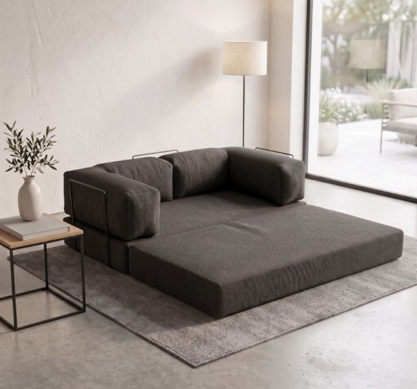 Καναπές - κρεβάτι Comfort Megapap τριθέσιος υφασμάτινος χρώμα ανθρακί 190x95x75εκ.