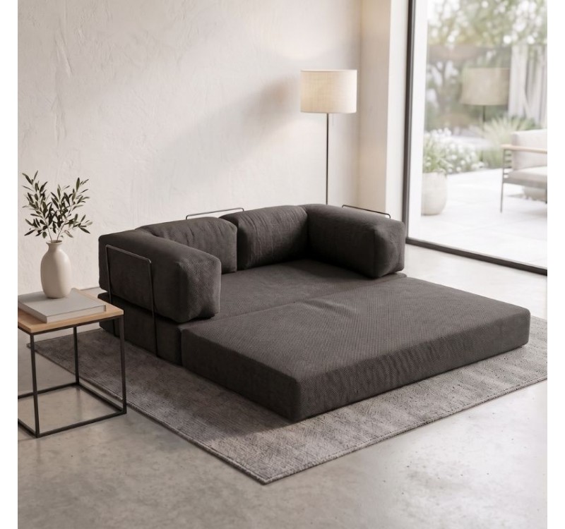 Καναπές - κρεβάτι Comfort Megapap τριθέσιος υφασμάτινος χρώμα ανθρακί 190x95x75εκ.