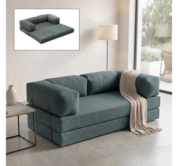 Καναπές - κρεβάτι Comfort Megapap τριθέσιος υφασμάτινος χρώμα μέντα 190x95x75εκ.