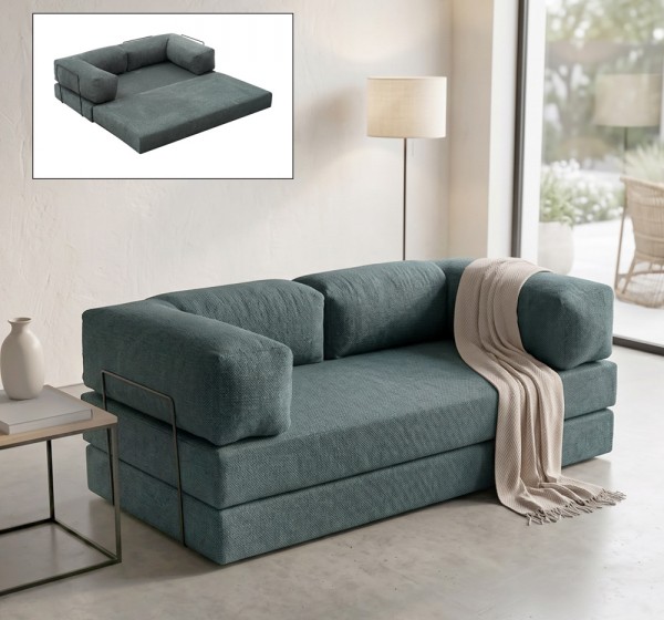 Καναπές - κρεβάτι Comfort Megapap τριθέσιος υφασμάτινος χρώμα μέντα 190x95x75εκ.