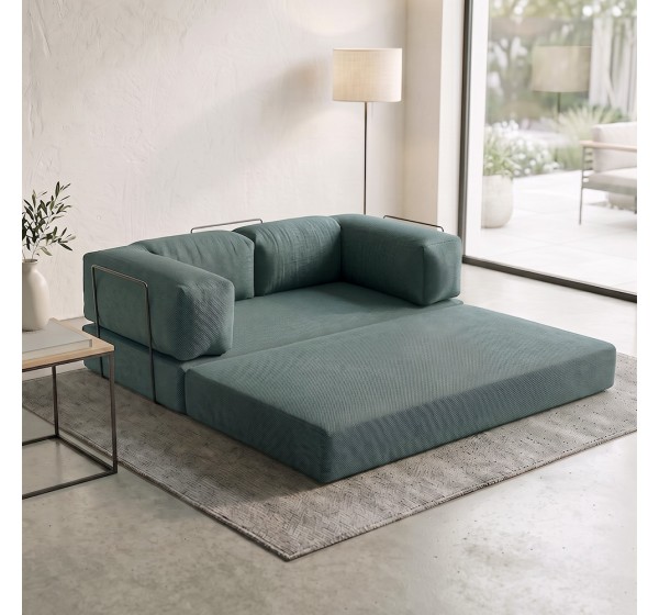 Καναπές - κρεβάτι Comfort Megapap τριθέσιος υφασμάτινος χρώμα μέντα 190x95x75εκ.