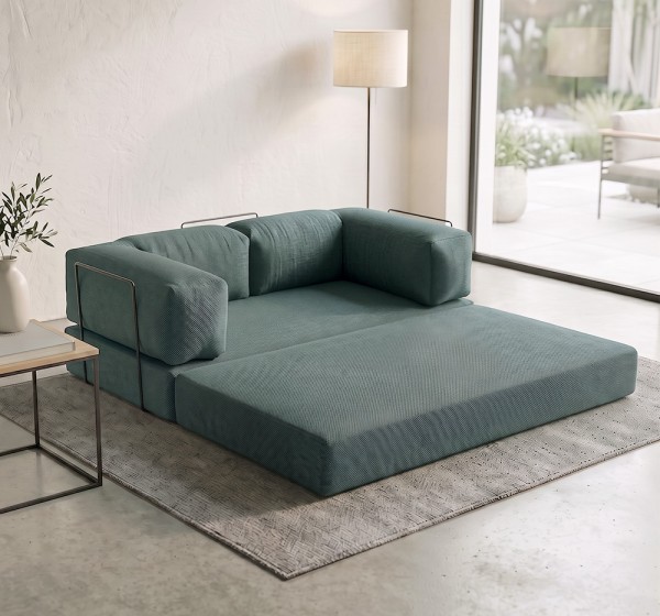 Καναπές - κρεβάτι Comfort Megapap τριθέσιος υφασμάτινος χρώμα μέντα 190x95x75εκ.