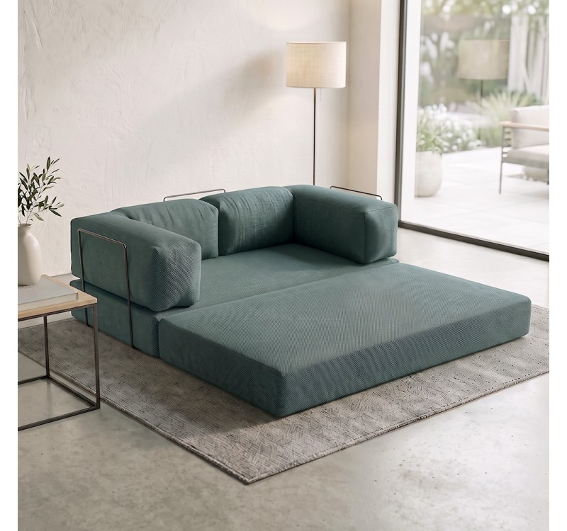 Καναπές - κρεβάτι Comfort Megapap τριθέσιος υφασμάτινος χρώμα μέντα 190x95x75εκ.