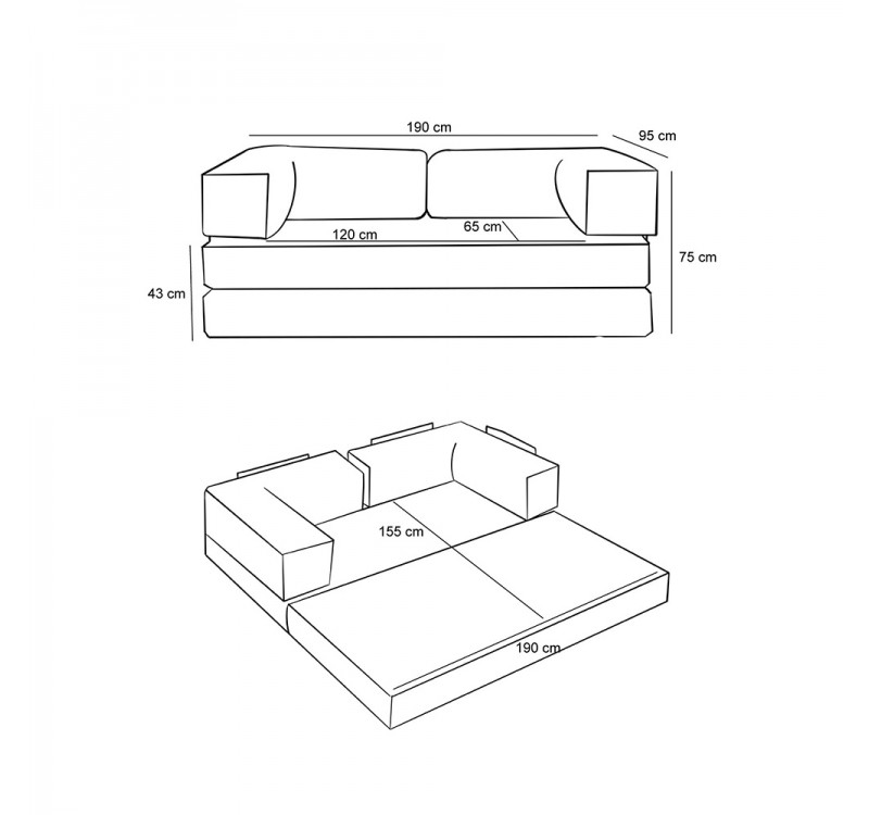 Καναπές - κρεβάτι Comfort Megapap τριθέσιος υφασμάτινος χρώμα μέντα 190x95x75εκ.