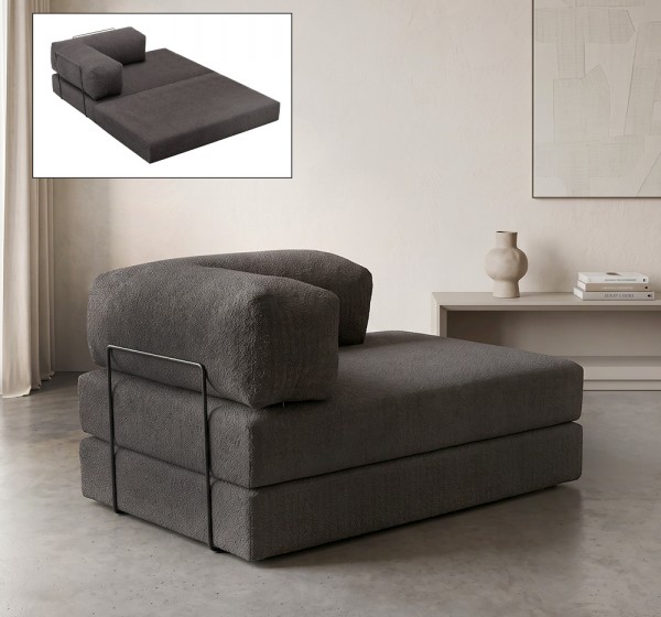 Καναπές - κρεβάτι Comfort Megapap διθέσιος υφασμάτινος χρώμα ανθρακί 140x95x75εκ.