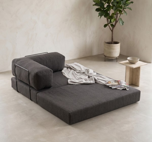 Καναπές - κρεβάτι Comfort Megapap διθέσιος υφασμάτινος χρώμα ανθρακί 140x95x75εκ.