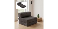 Πολυθρόνα - κρεβάτι Comfort Megapap υφασμάτινη χρώμα ανθρακί 95x95x75εκ.