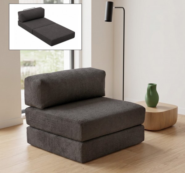 Πολυθρόνα - κρεβάτι Comfort Megapap υφασμάτινη χρώμα ανθρακί 95x95x75εκ.