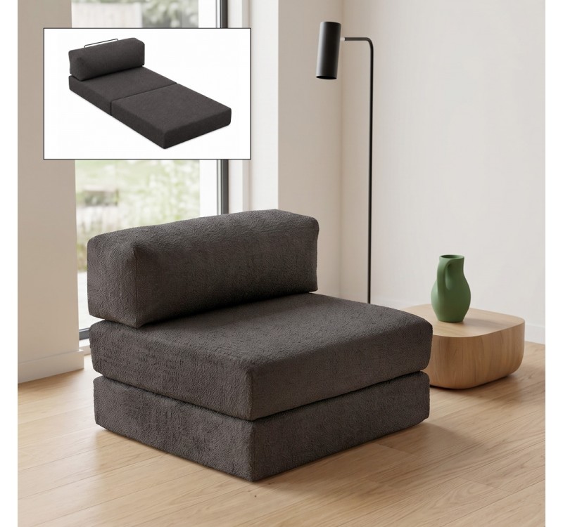 Πολυθρόνα - κρεβάτι Comfort Megapap υφασμάτινη χρώμα ανθρακί 95x95x75εκ.