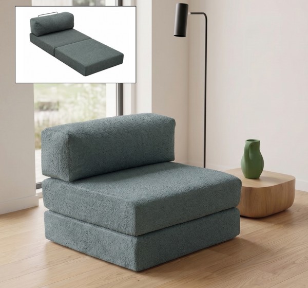 Πολυθρόνα - κρεβάτι Comfort Megapap υφασμάτινη χρώμα μέντα 95x95x75εκ.