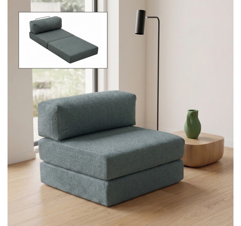 Πολυθρόνα - κρεβάτι Comfort Megapap υφασμάτινη χρώμα μέντα 95x95x75εκ.