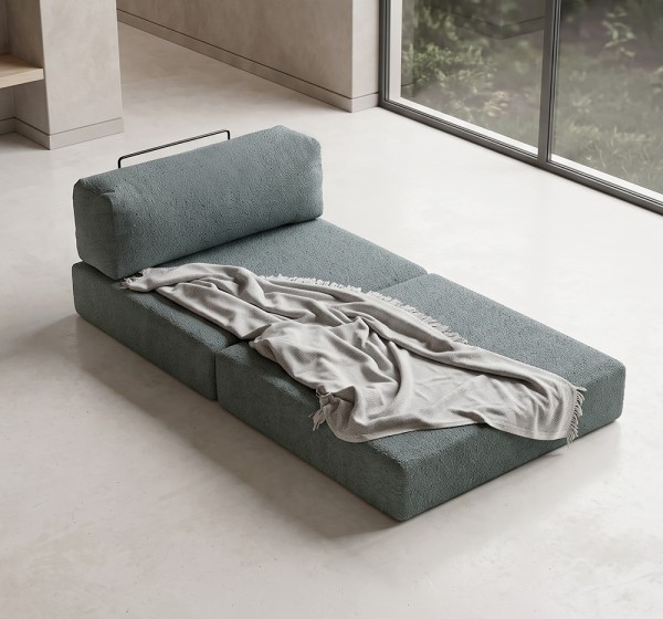 Πολυθρόνα - κρεβάτι Comfort Megapap υφασμάτινη χρώμα μέντα 95x95x75εκ.
