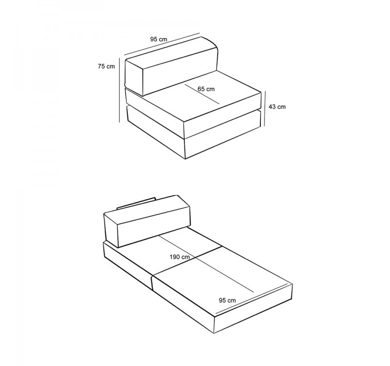 Πολυθρόνα - κρεβάτι Comfort Megapap υφασμάτινη χρώμα μέντα 95x95x75εκ.