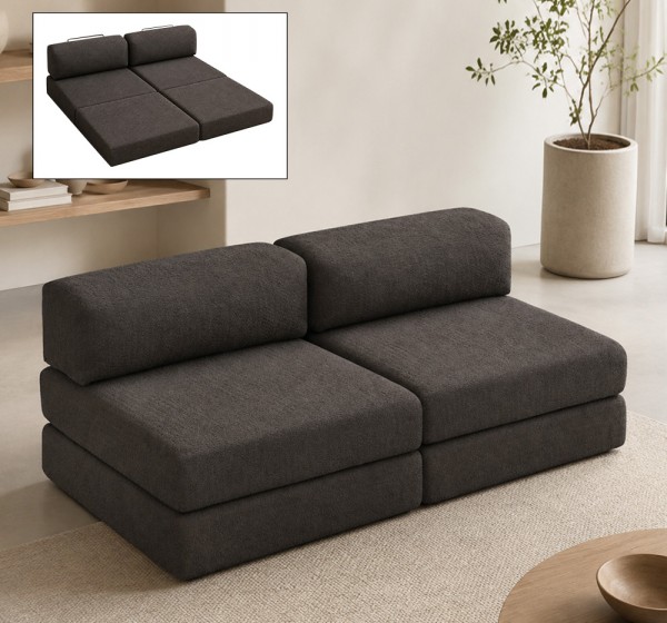 Καναπές - κρεβάτι Comfort Megapap τριθέσιος υφασμάτινος χρώμα ανθρακί 190x95x75εκ.