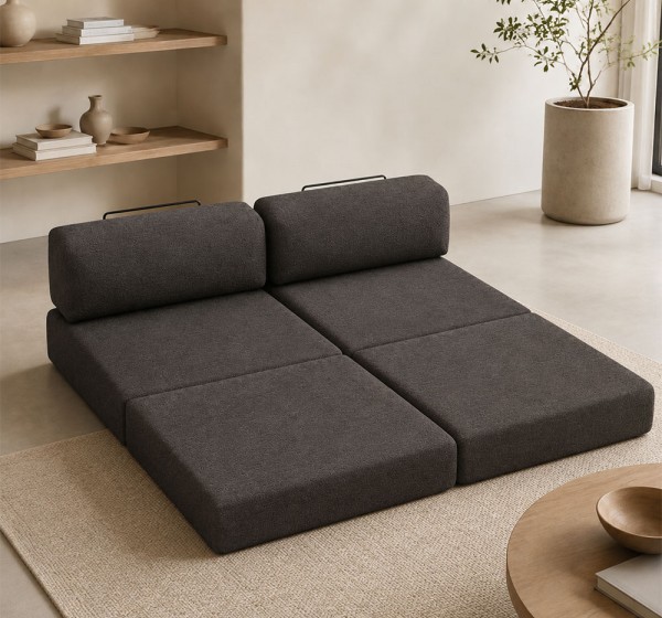 Καναπές - κρεβάτι Comfort Megapap τριθέσιος υφασμάτινος χρώμα ανθρακί 190x95x75εκ.