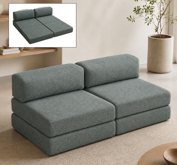 Καναπές - κρεβάτι Comfort Megapap τριθέσιος υφασμάτινος χρώμα μέντα 190x95x75εκ.