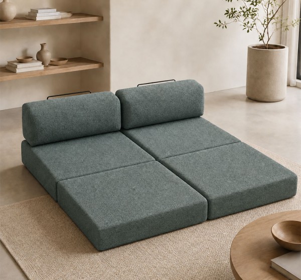 Καναπές - κρεβάτι Comfort Megapap τριθέσιος υφασμάτινος χρώμα μέντα 190x95x75εκ.