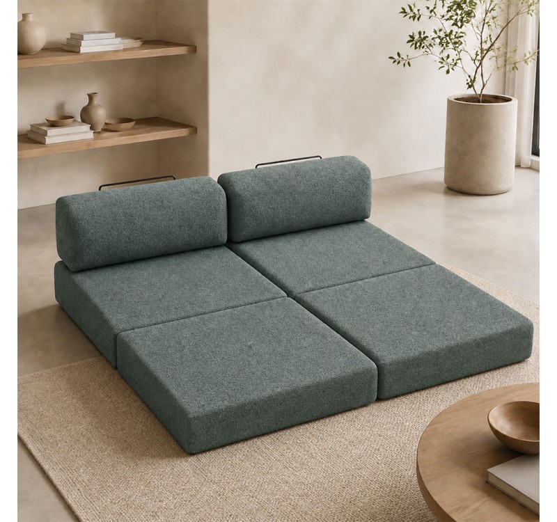 Καναπές - κρεβάτι Comfort Megapap τριθέσιος υφασμάτινος χρώμα μέντα 190x95x75εκ.