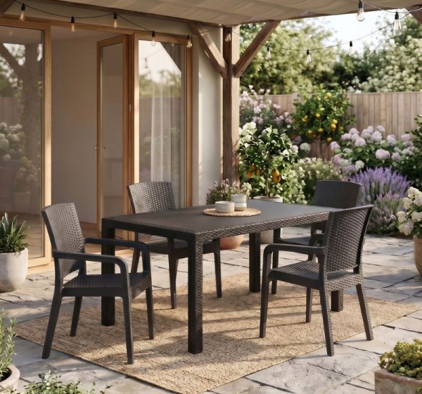 Τραπέζι πολυπροπυλενίου Kalan Megapap χρώμα καφέ 150x90x75εκ.