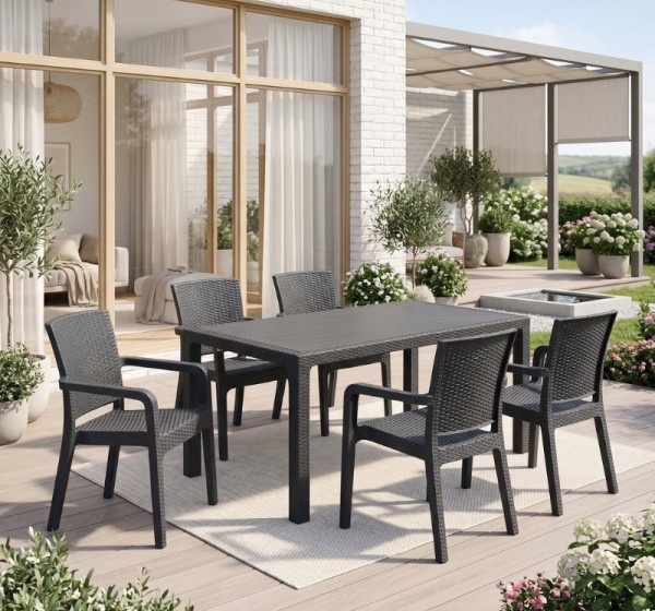 Τραπέζι πολυπροπυλενίου Kalan Megapap χρώμα ανθρακί 150x90x75εκ.