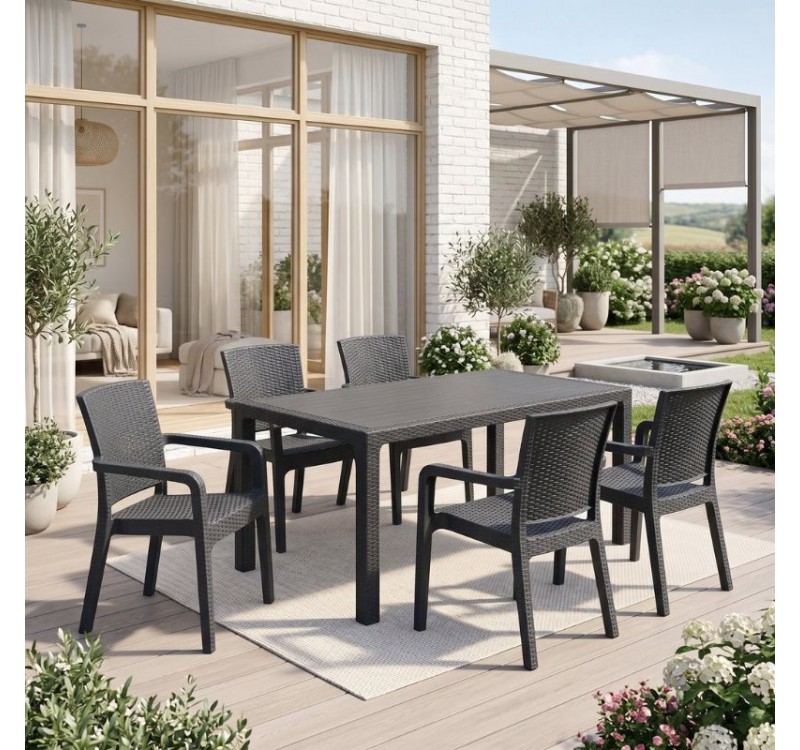 Τραπέζι πολυπροπυλενίου Kalan Megapap χρώμα ανθρακί 150x90x75εκ.