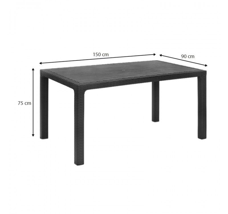 Τραπέζι πολυπροπυλενίου Kalan Megapap χρώμα ανθρακί 150x90x75εκ.