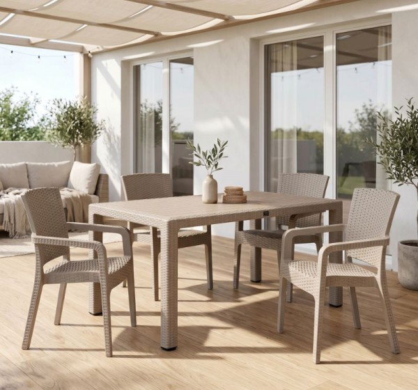 Τραπέζι πολυπροπυλενίου Kalan Megapap χρώμα cappuccino 150x90x75εκ.