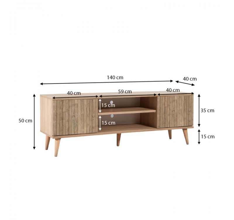 Έπιπλο τηλεόρασης Soho Megapap χρώμα sonoma 140x40x50 εκ.