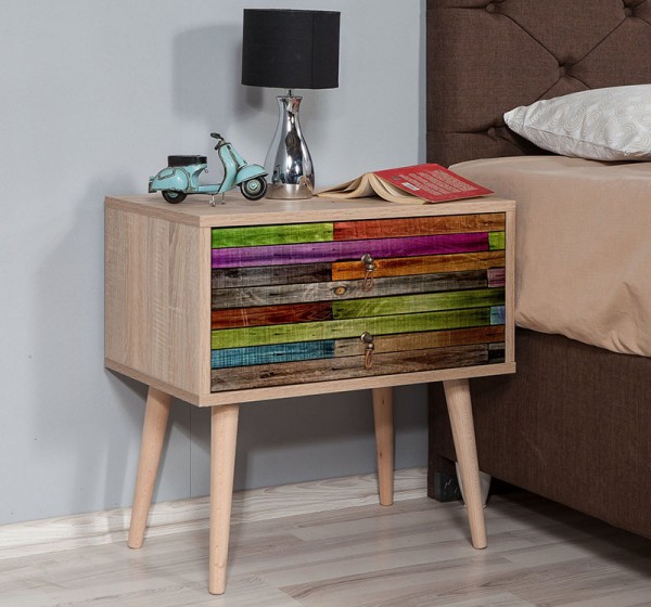 Κομοδίνο Soho Megapap χρώμα sonoma 60x40x61εκ.