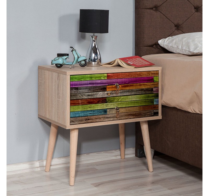 Κομοδίνο Soho Megapap χρώμα sonoma 60x40x61εκ.