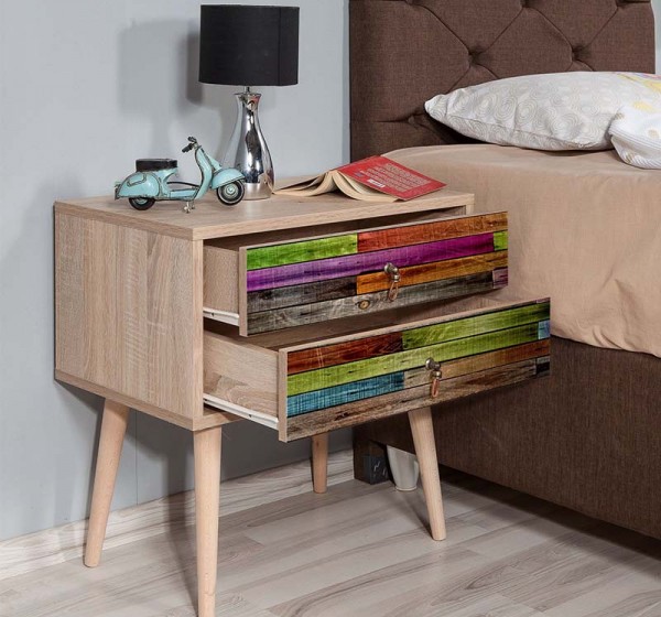 Κομοδίνο Soho Megapap χρώμα sonoma 60x40x61εκ.