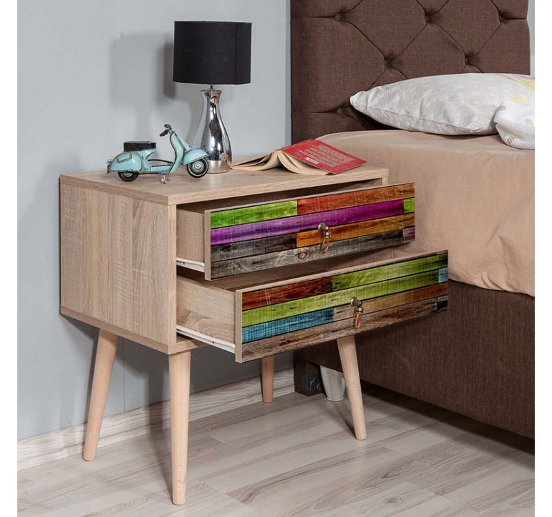 Κομοδίνο Soho Megapap χρώμα sonoma 60x40x61εκ.