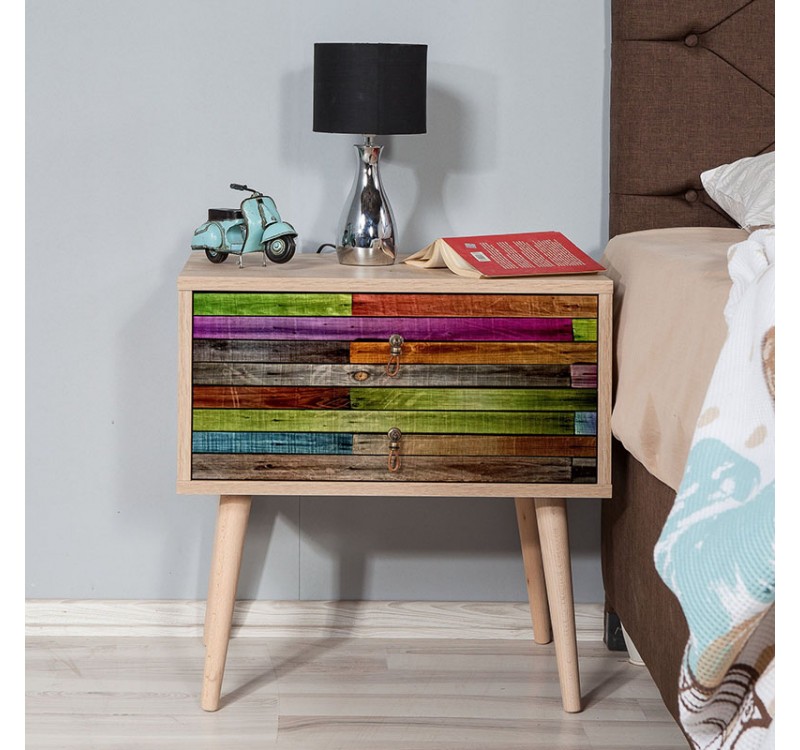 Κομοδίνο Soho Megapap χρώμα sonoma 60x40x61εκ.