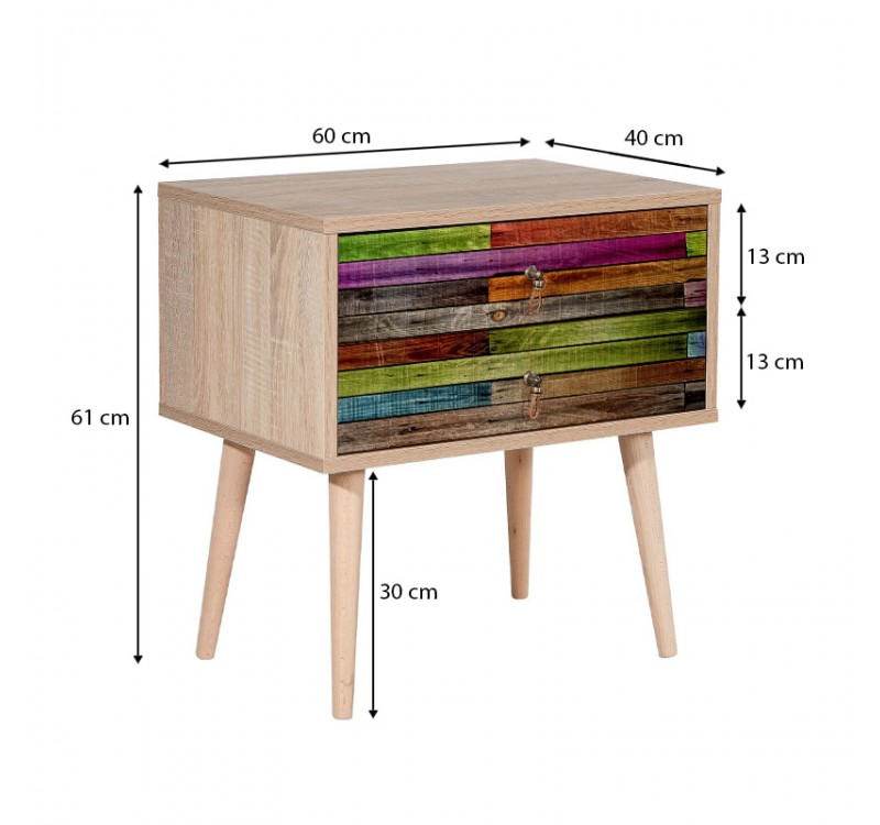 Κομοδίνο Soho Megapap χρώμα sonoma 60x40x61εκ.