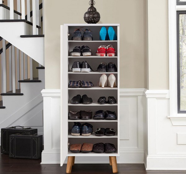 Ντουλάπι κουζίνας/μπάνιου - Παπουτσοθήκη Assiri Megapap χρώμα λευκό 50x38x135εκ.