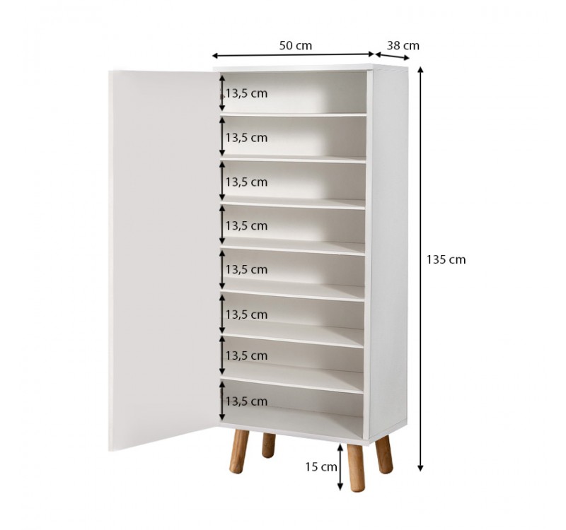 Ντουλάπι κουζίνας/μπάνιου - Παπουτσοθήκη Assiri Megapap χρώμα λευκό 50x38x135εκ.