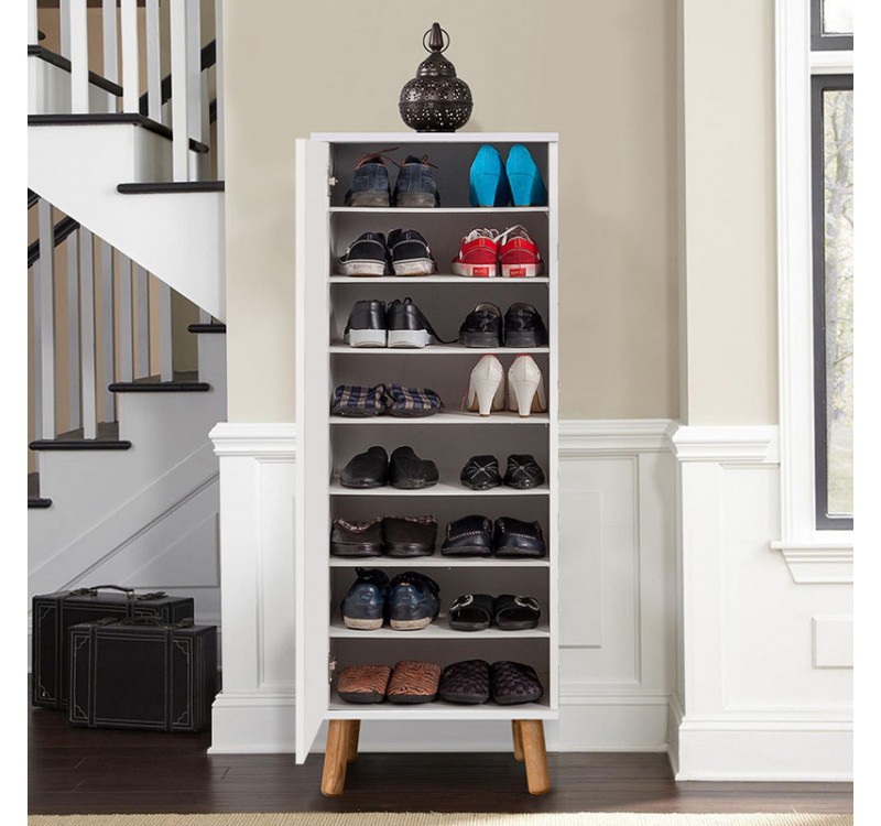 Ντουλάπι κουζίνας/μπάνιου - Παπουτσοθήκη Assiri Megapap χρώμα λευκό 50x38x135εκ.