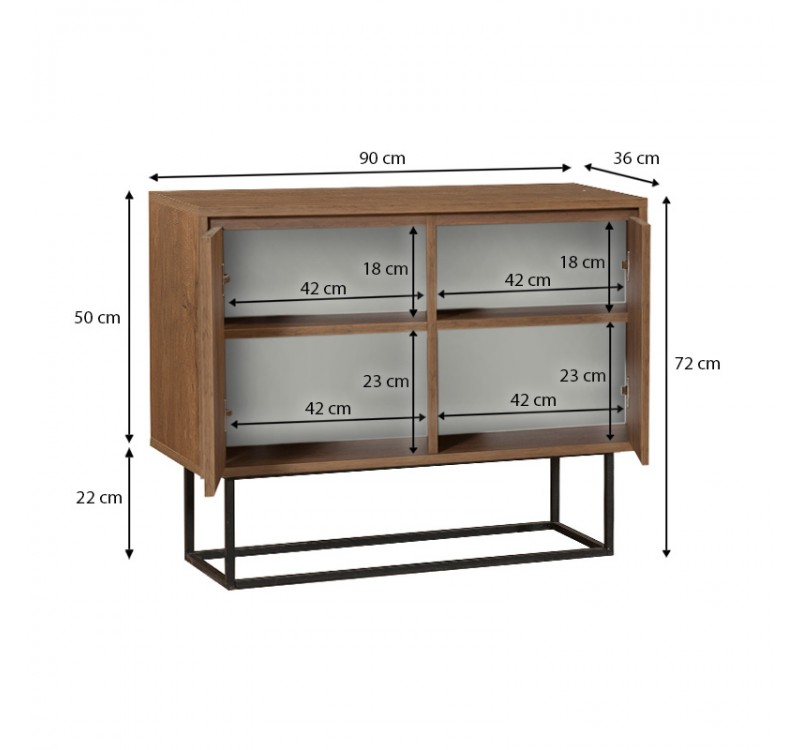 Κονσόλα - Μπουφές Amedeo Megapap χρώμα καρυδί 90x36x72εκ.