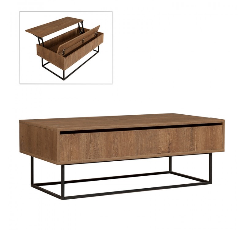 Τραπεζάκι σαλονιού Amedeo Megapap με σερβιτόρο χρώμα καρυδί 120x60x43εκ.