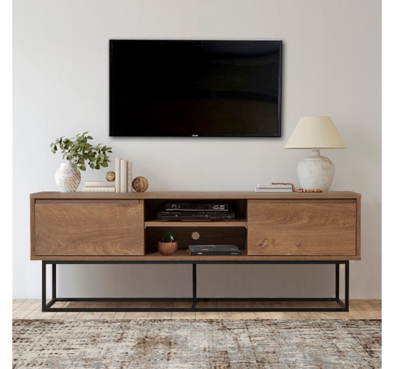 Έπιπλο τηλεόρασης Amedeo Megapap χρώμα καρυδί 140x40x50εκ.