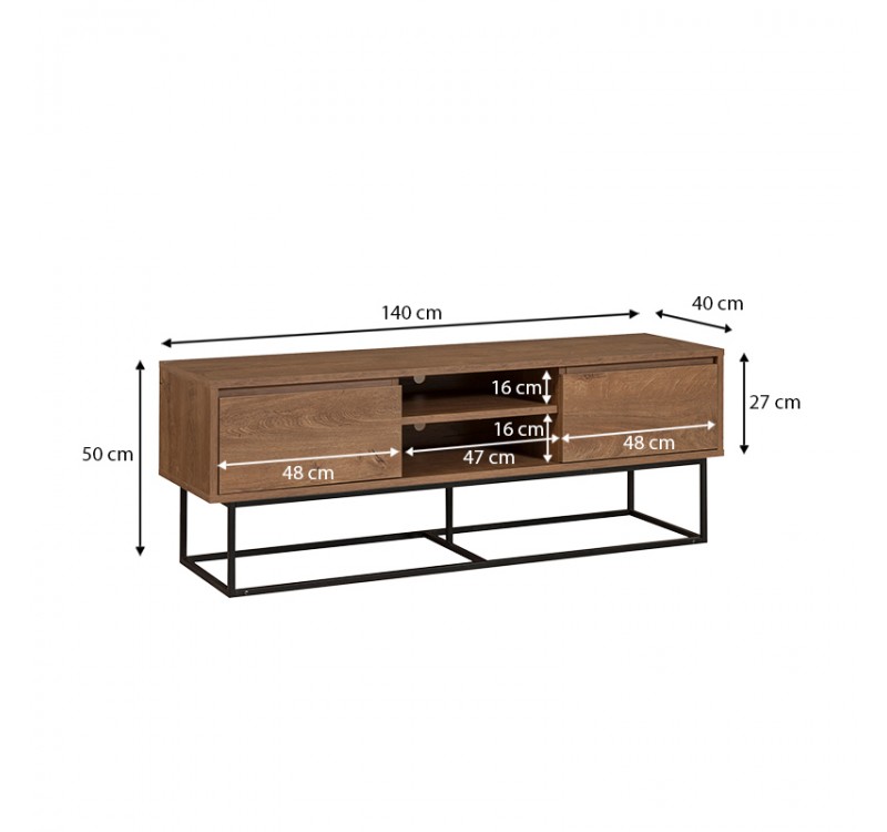 Έπιπλο τηλεόρασης Amedeo Megapap χρώμα καρυδί 140x40x50εκ.