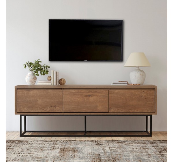 Έπιπλο τηλεόρασης Amedeo Megapap χρώμα καρυδί 140x40x50εκ.
